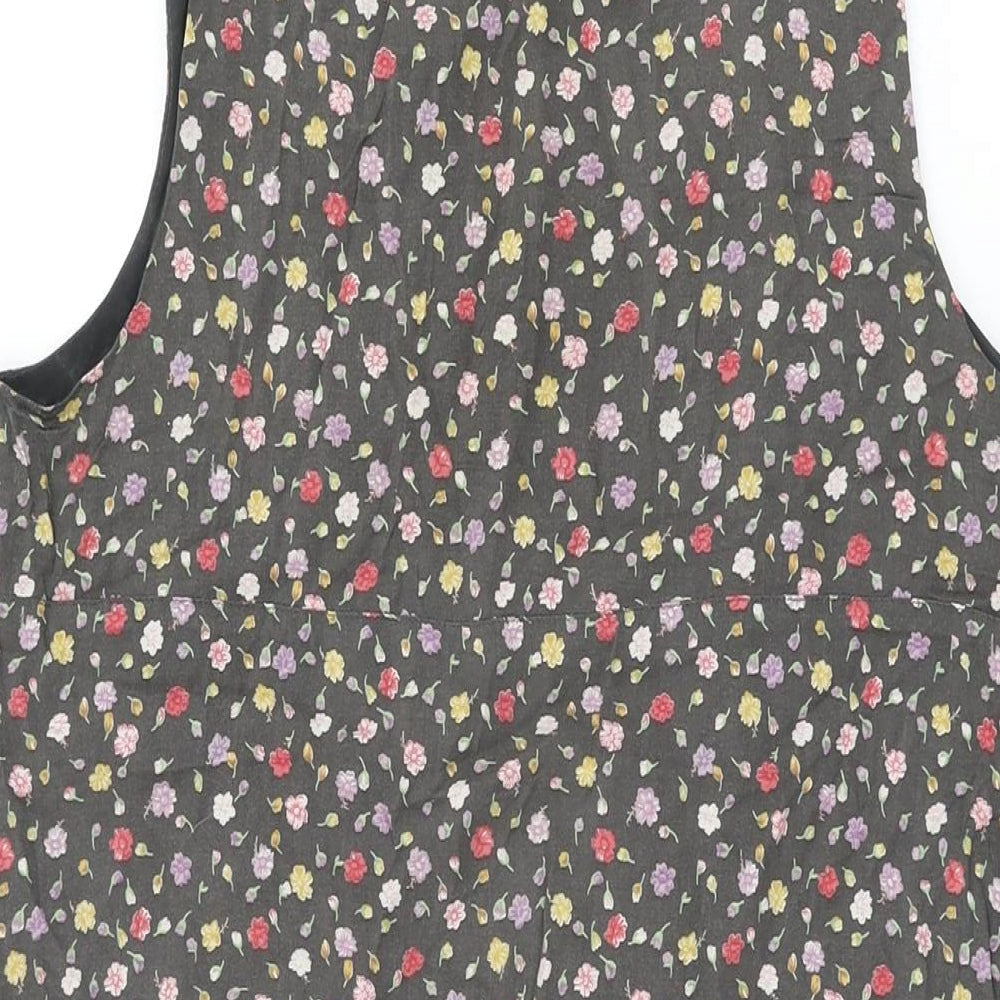 Gap Womens Grey Floral Viscose Shift Size M Scoop Neck Drawstring