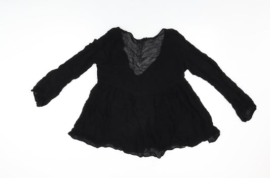 Womens UK Size M Pull&Bear Black Basic Blouse