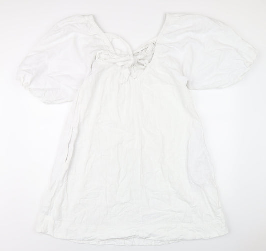 NEXT Womens White Cotton A-Line Size 10 Scoop Neck Pullover