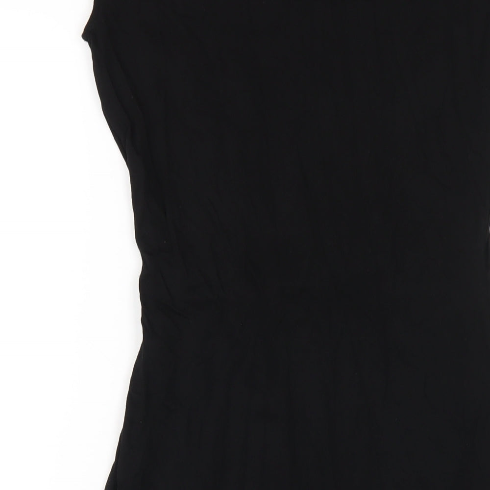 Lipsy Womens Black Viscose Bodycon Size 12 Round Neck Pullover