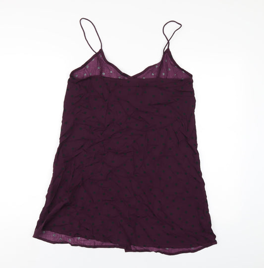 Motel Womens Purple Polka Dot Viscose Slip Dress Size S V-Neck Button