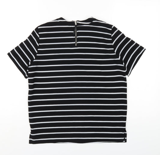 Womens UK Size S Mango Black Basic T-Shirt