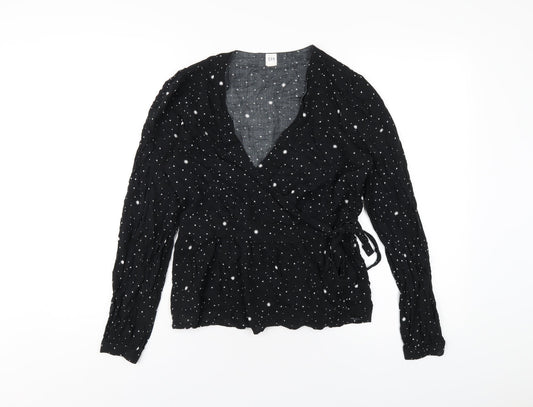 Womens UK Size S Gap Black Wrap Blouse