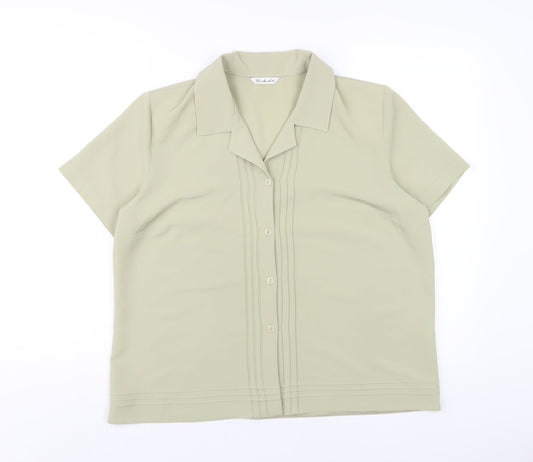 Womens UK Size 16 Berkertex Green Basic Button-Up
