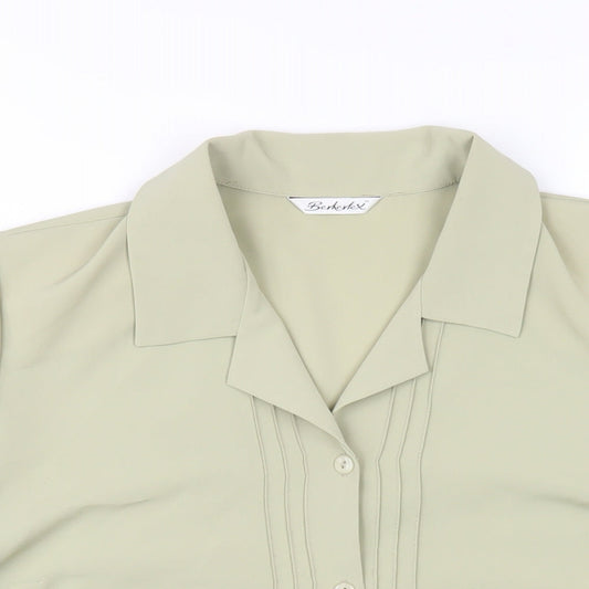 Berkertex Womens Green Polyester Basic Button-Up Size 16 Collared