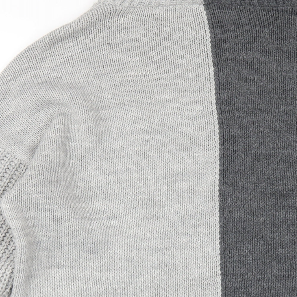 PRETTYLITTLETHING Womens Grey Acrylic Jumper Dress Size S Roll Neck Pullover