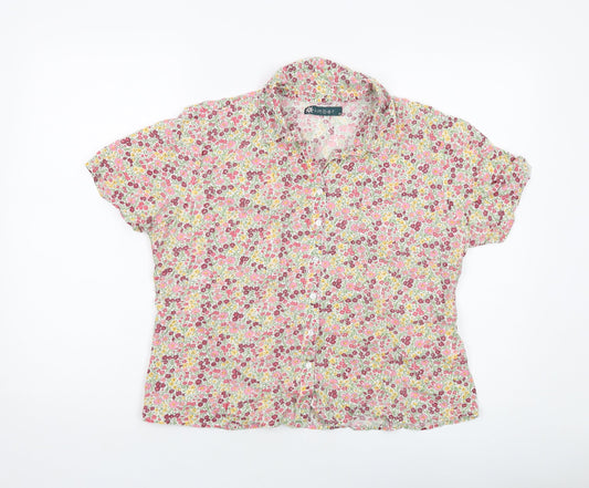 Womens UK Size 14 Amber Multicoloured Basic Button-Up