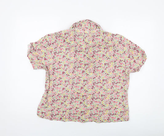 Amber Womens Multicoloured Floral Cotton Basic Button-Up Size 14 Collared
