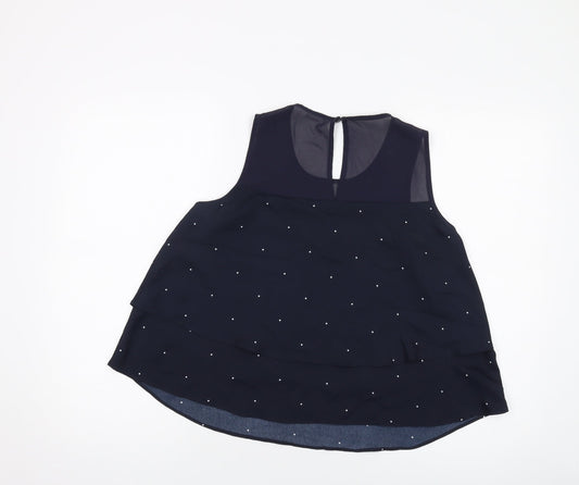 Womens UK Size M Mango Blue Basic Tank