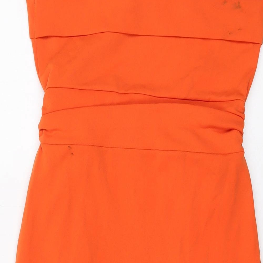 PRETTYLITTLETHING Womens Orange Polyester Mini Size 10 Square Neck Pullover