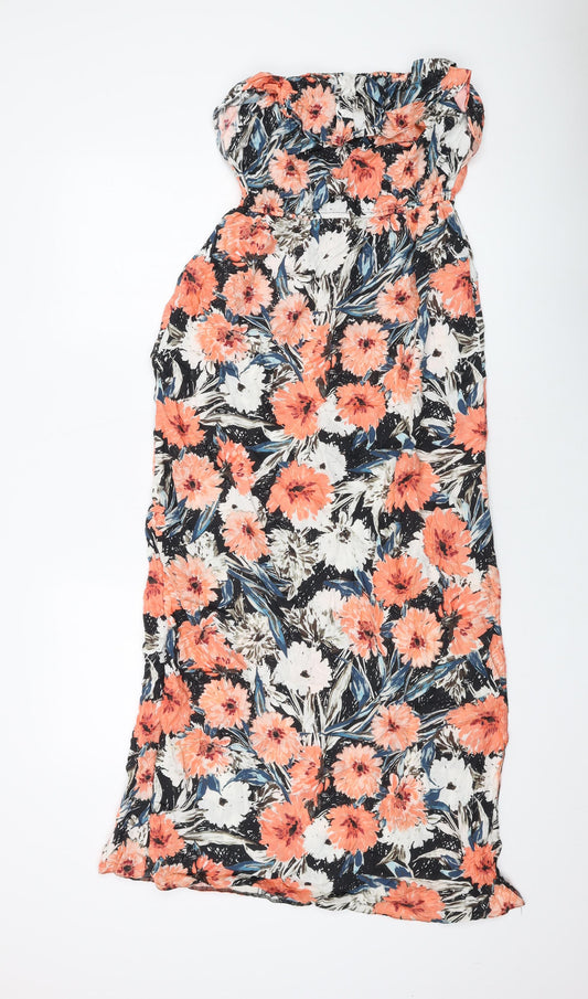 Additional front view of Miss Selfridge women’s multicoloured floral viscose maxi, size UK 10, square neck pullover