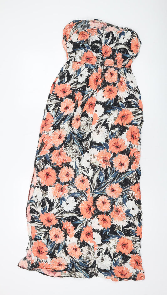 Miss Selfridge Womens Multicoloured Floral Viscose Maxi Size 10 Square Neck Pullover