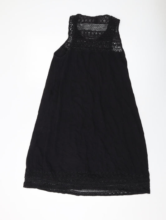 H&M Womens Black Cotton Tank Dress Size M Round Neck Pullover