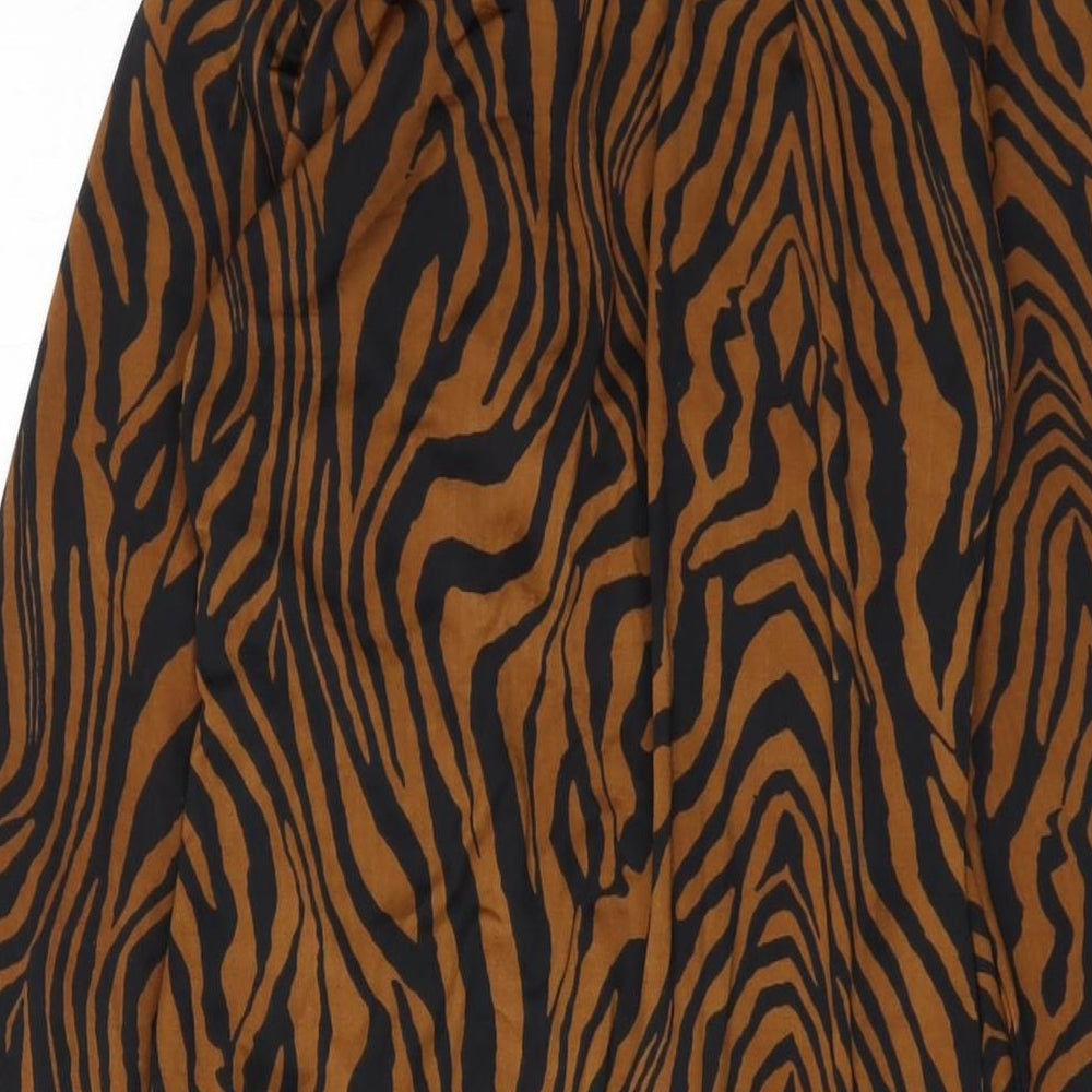 Giorgia Womens Brown Animal Print Polyester Bodycon Size M V-Neck Pullover