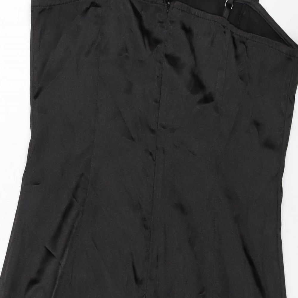 PRETTYLITTLETHING Womens Black Polyester Mini Size 8 Square Neck Zip