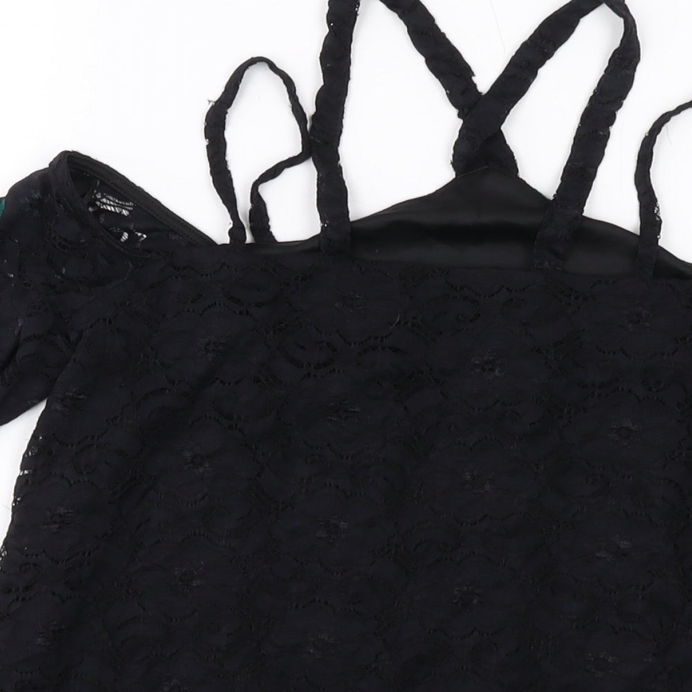 Womens UK Size 8 River Island Black Basic T-Shirt