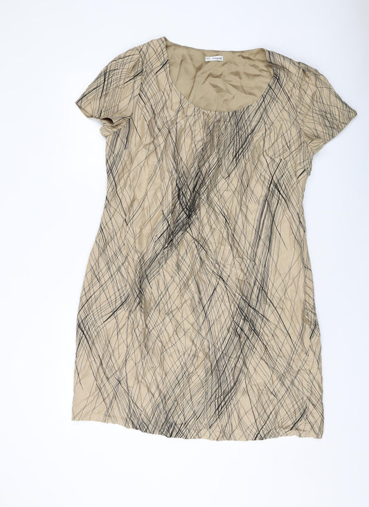 Additional front view of Autograph women’s beige geometric viscose a-line, size UK 16, round neck pullover