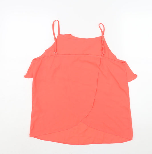 Miss Selfridge Womens Pink Polyester Camisole Blouse Size 14 Scoop Neck - Frill Neon