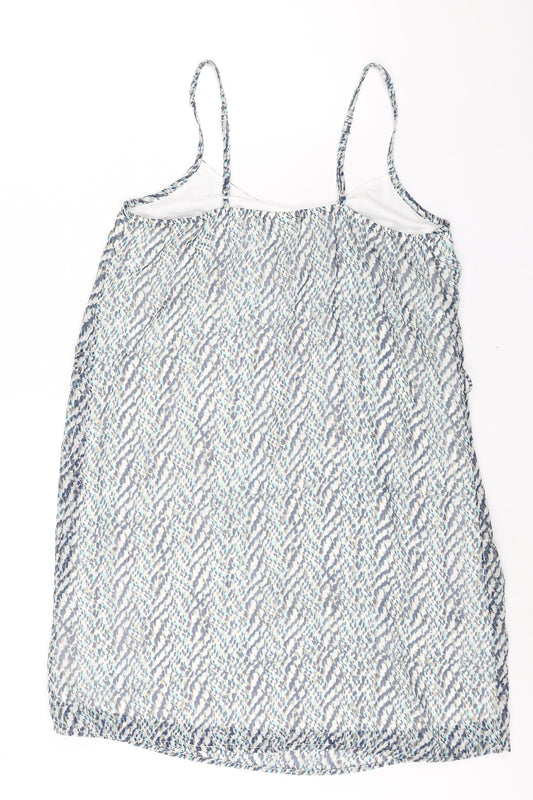 Only Womens Blue Geometric Polyester Tank Dress Size 8 Scoop Neck Pullover