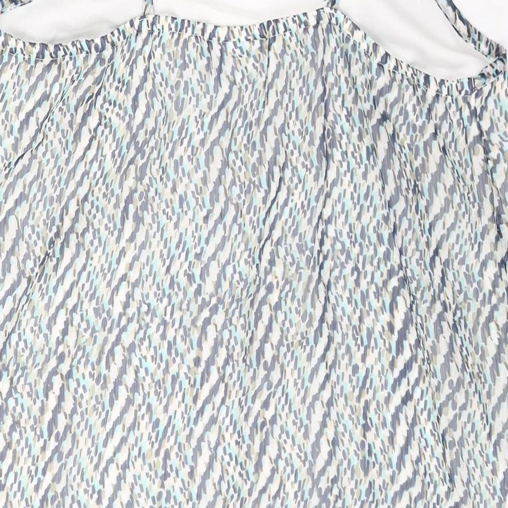 Only Womens Blue Geometric Polyester Tank Dress Size 8 Scoop Neck Pullover