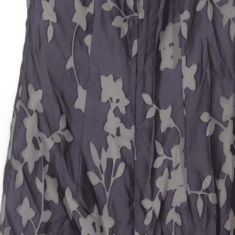 Principles Womens Purple Floral Polyester Maxi Size 12 Square Neck Zip - Vented