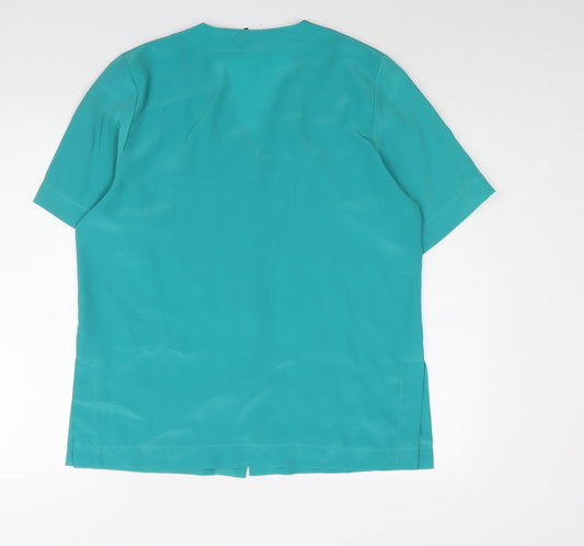 Womens UK Size 14 Classic Green Basic Blouse
