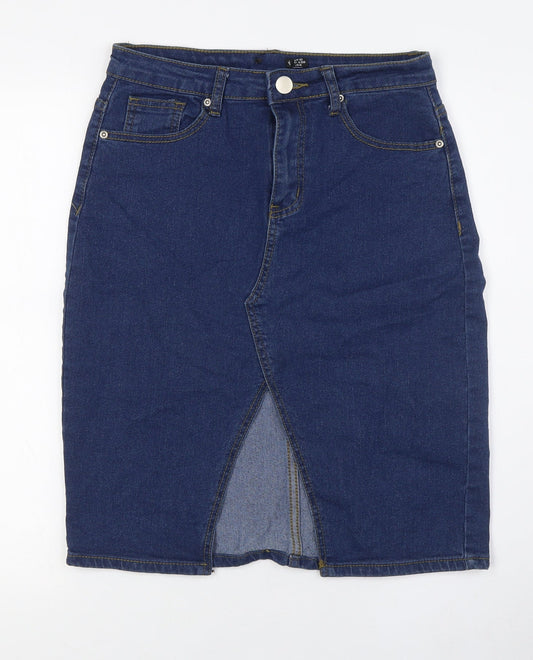Womens UK Size 10 Boohoo Straight & Pencil Denim Skirt