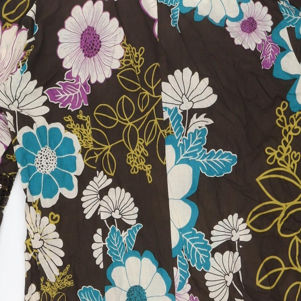 New Look Womens Multicoloured Floral Cotton A-Line Size 16 V-Neck - Sequin Embellished Neck