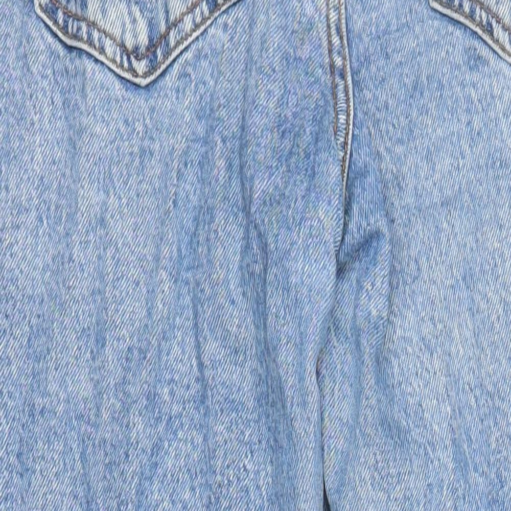 Zara Womens Blue Cotton Blend Tapered Jeans Size 8 L27 in Regular