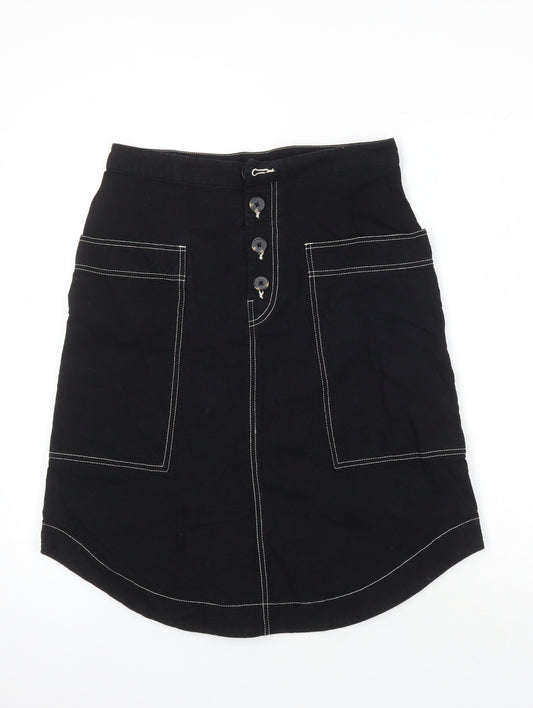 Monkl Womens Black Cotton A-Line Skirt Size 38 in