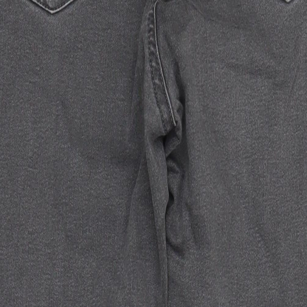 M&S Womens Grey Herringbone Cotton Jegging Jeans Size 10 L24 in Regular - Elasticated Waist