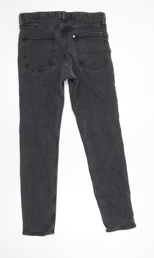 Mens UK Size 33 in H&M Extra-Slim Fit Skinny Black Jeans