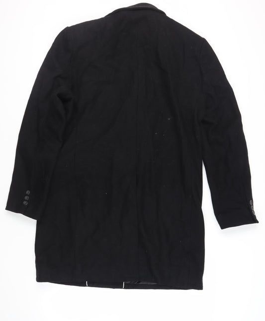 Mens UK Size XL Topman Black Overcoat