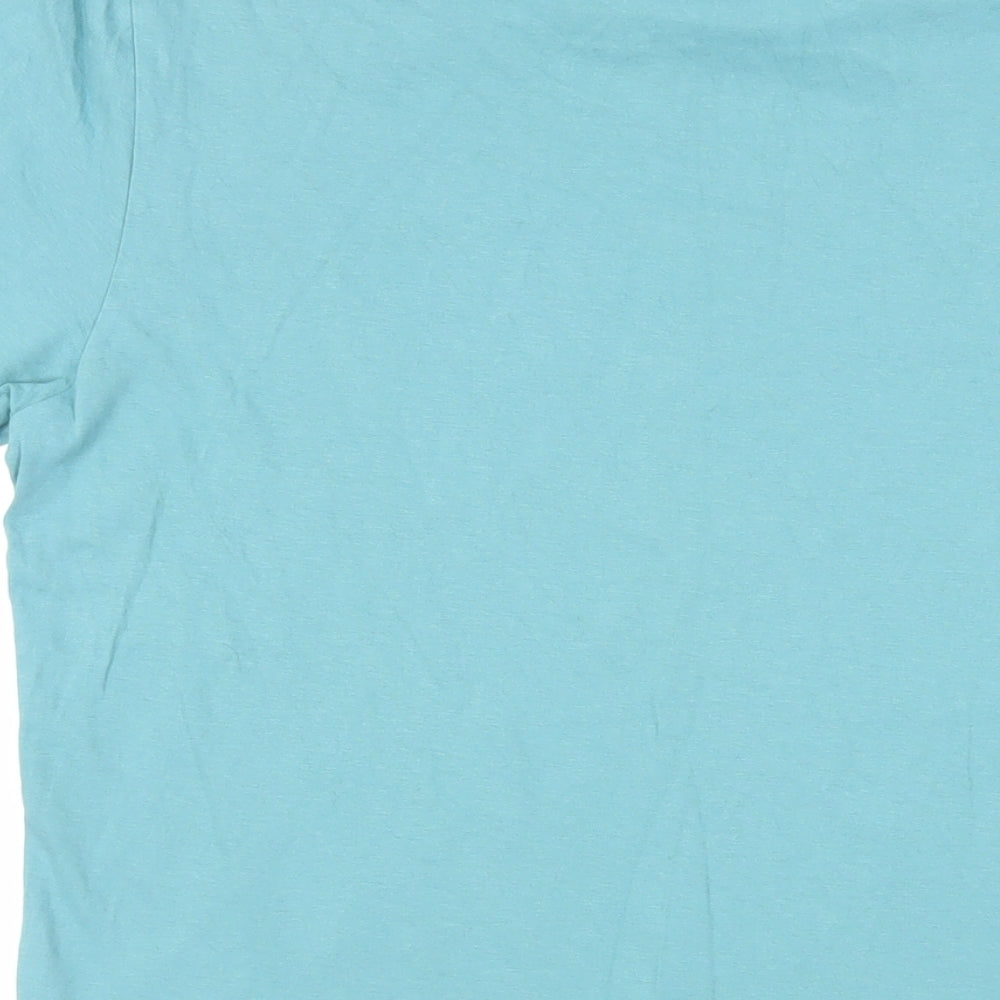 Marks and Spencer Mens Blue Cotton T-Shirt Size S Crew Neck - Bicycle Print