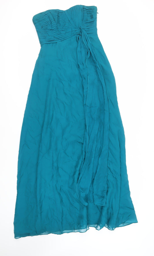 Coast Womens Green Silk Ball Gown Size 8 Sweetheart Zip - Strapless