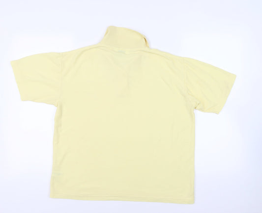 Lexy Mens Yellow Polyester Polo Size M Collared Button - Vintage