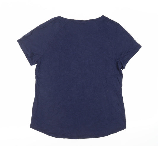 Bonmarché Womens Blue Viscose Basic T-Shirt Size 18 V-Neck