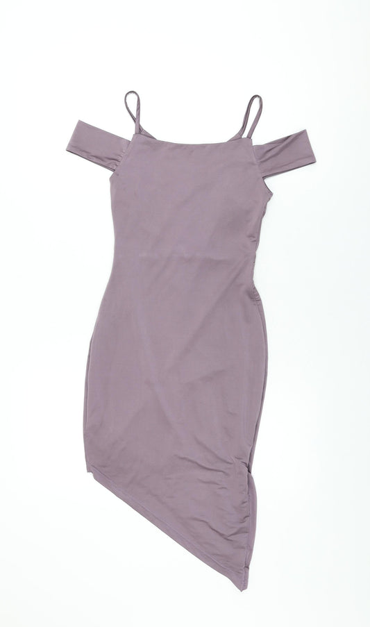 Fashion Nova Womens Purple Polyester Bodycon Size XS V-Neck Pullover