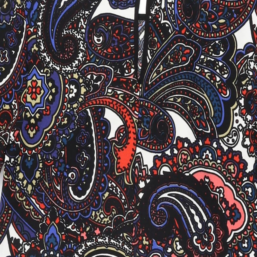 Dorothy Perkins Womens Black Geometric Polyester Shift Size 8 Round Neck Button