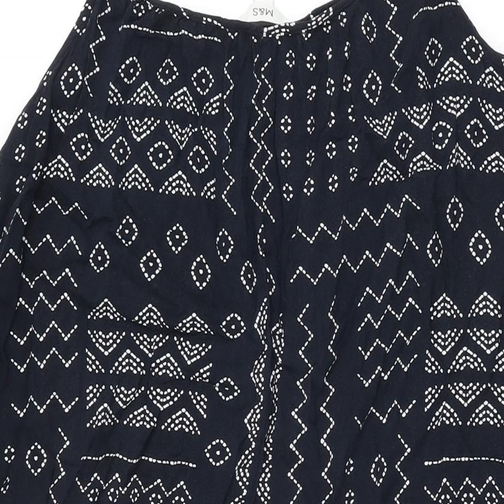 Marks and Spencer Womens Blue Geometric Viscose Shift Size 12 Scoop Neck Pullover