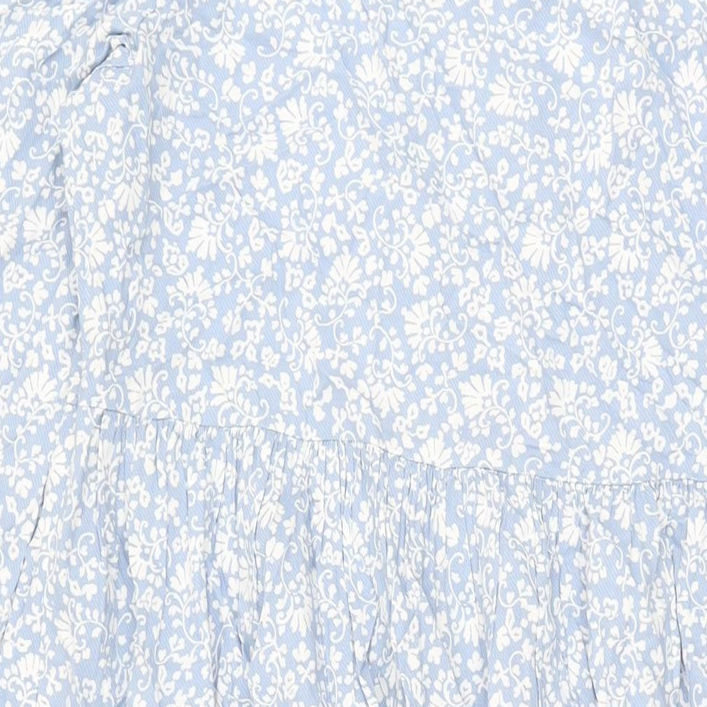 Marks and Spencer Womens Blue Floral Viscose A-Line Size 22 V-Neck Pullover