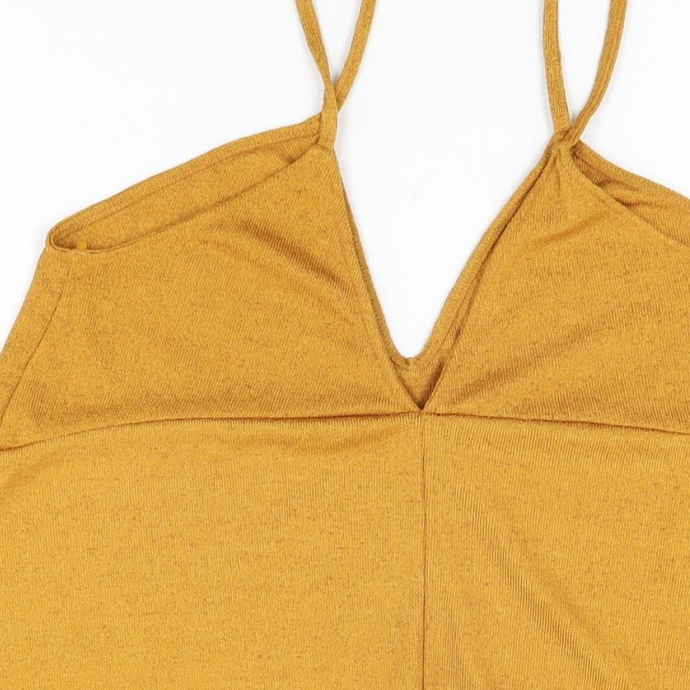 Womens UK Size S Zara Yellow Basic T-Shirt