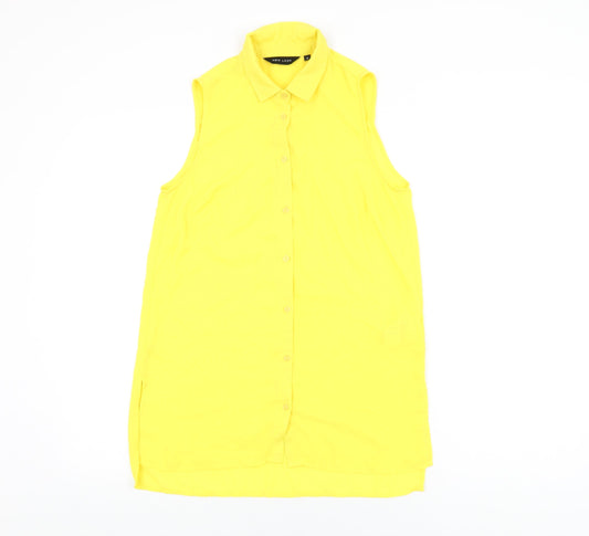 Womens UK Size 8 New Look Yellow Basic Button-Up