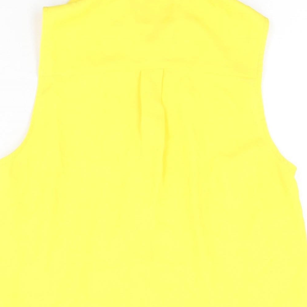 Womens UK Size 8 New Look Yellow Basic Button-Up