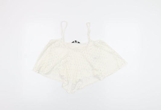 Womens UK Size 12 New Look White Cropped T-Shirt