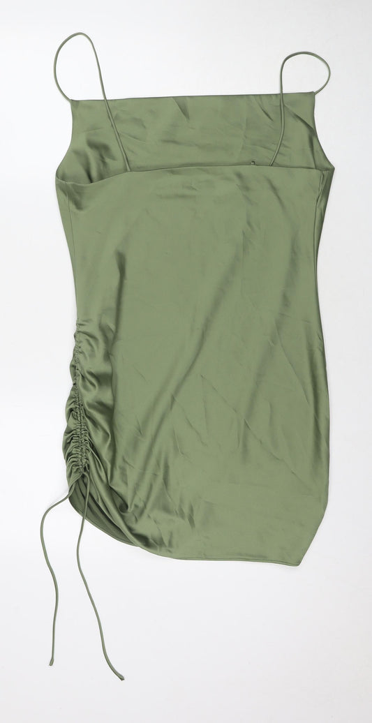 Topshop Womens Green Polyester A-Line Size 12 Cowl Neck Pullover