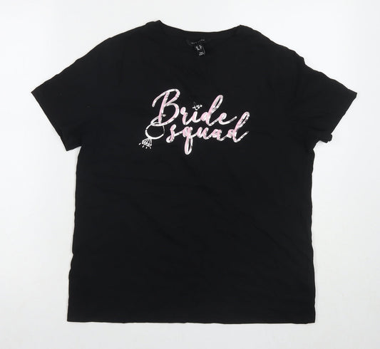 Womens UK Size 12 New Look Black Basic T-Shirt