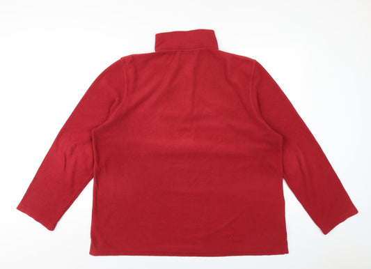 Cotton Traders Womens Red Polyester Pullover Sweatshirt Size 16 Snap