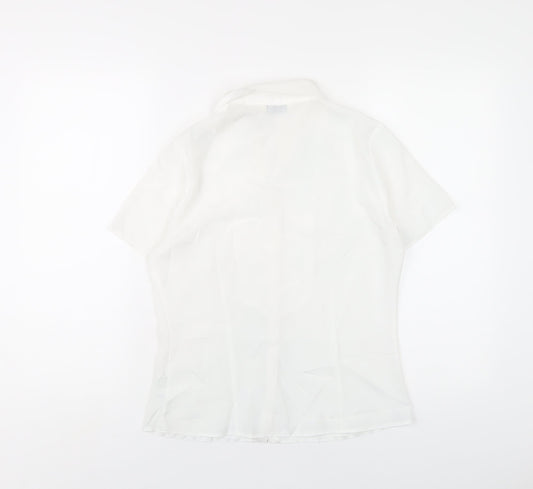Classics Womens White Polyester Basic Button-Up Size 8 Collared