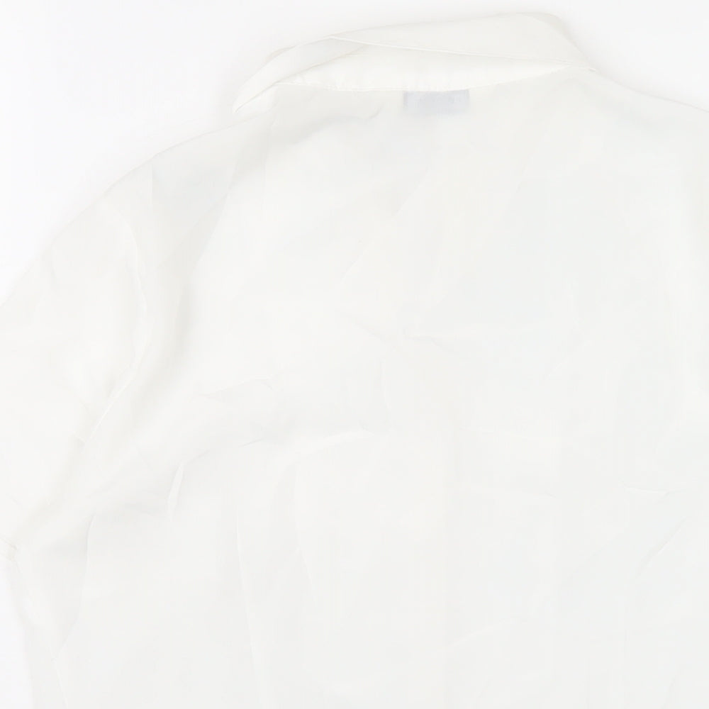 Classics Womens White Polyester Basic Button-Up Size 8 Collared